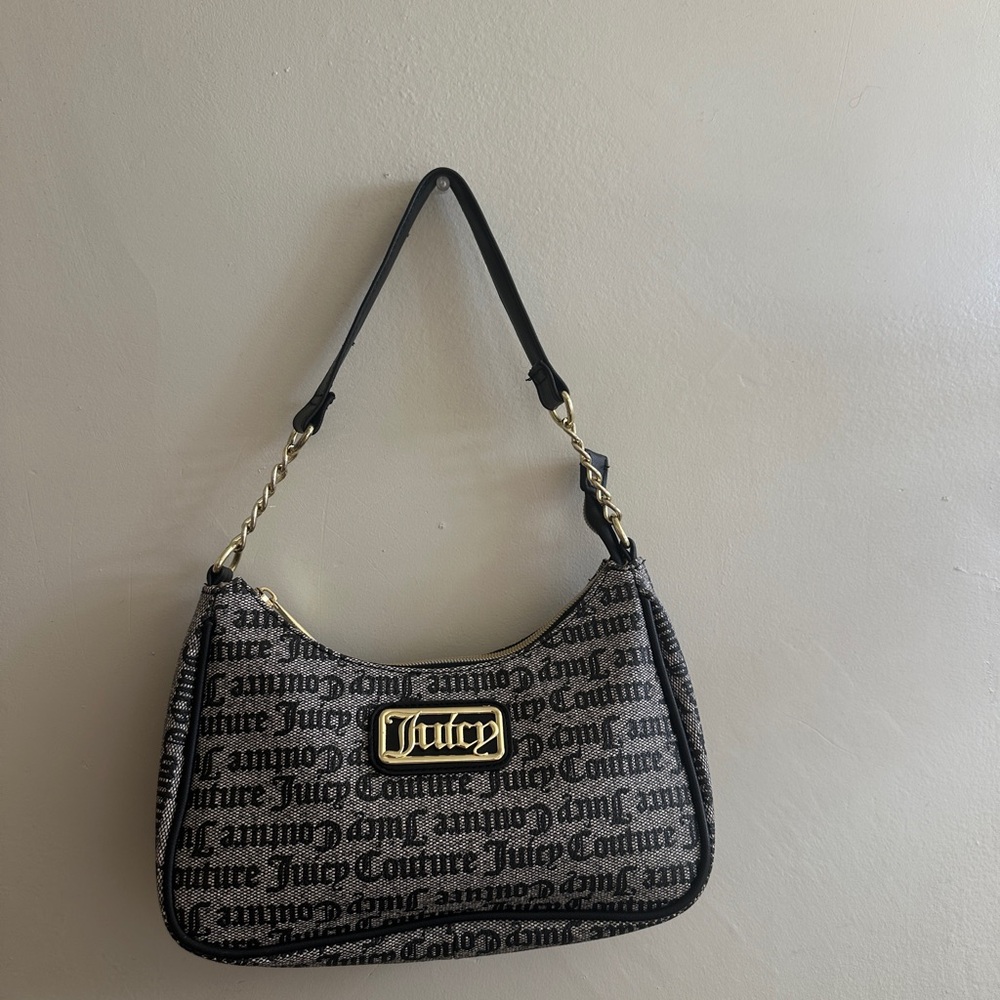 Juicy Couture Black, Gray and Gold Shoulder Bag